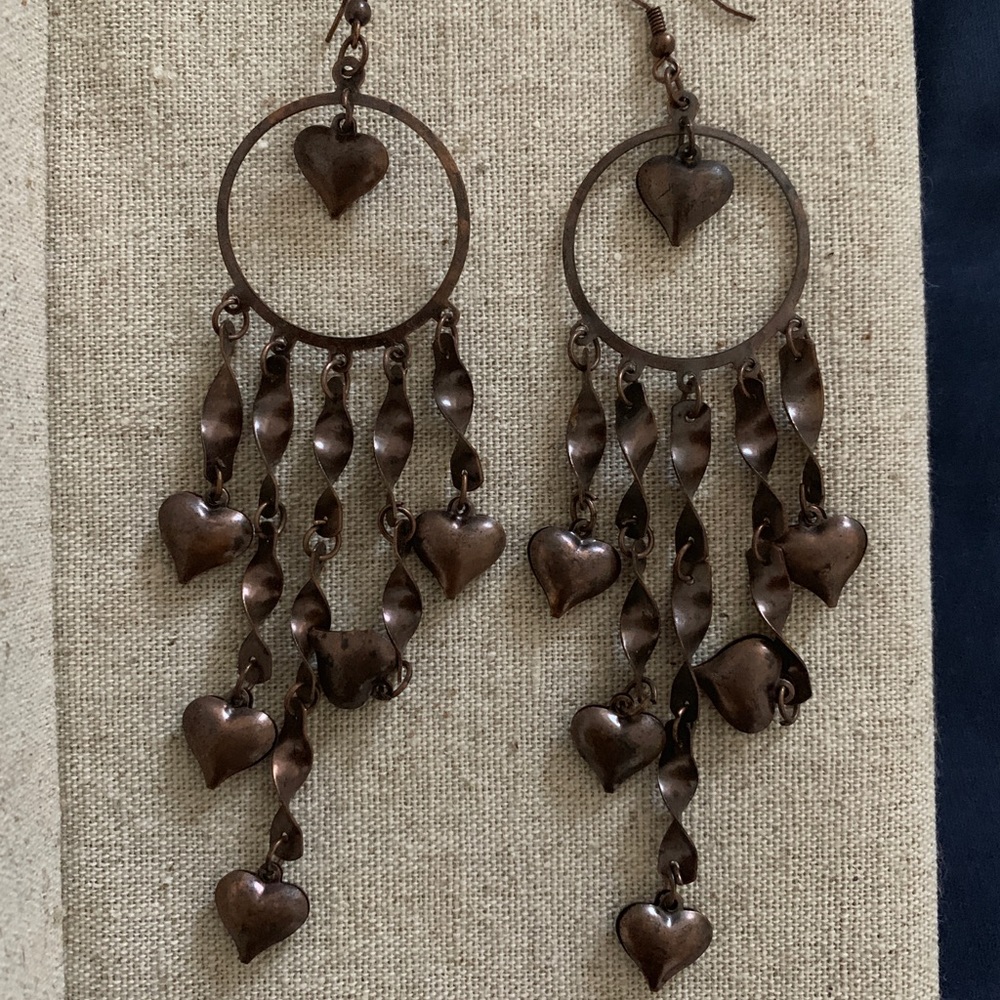 Metal heart drop earrings